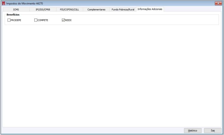 Impostos Movto Informações Adicionais