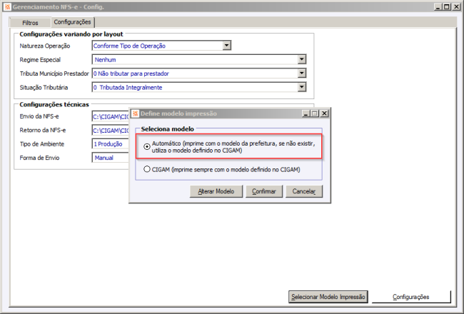 Tela Impressão NFSe