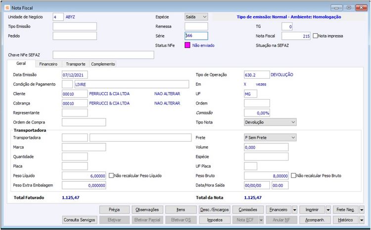 Devolução de Entrada