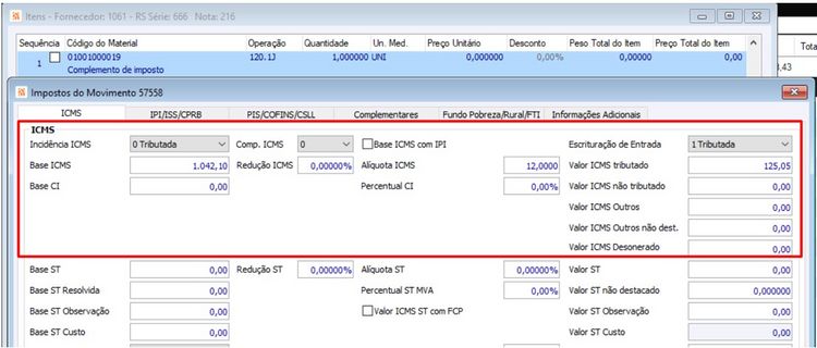 Nota de Crédito ICMS