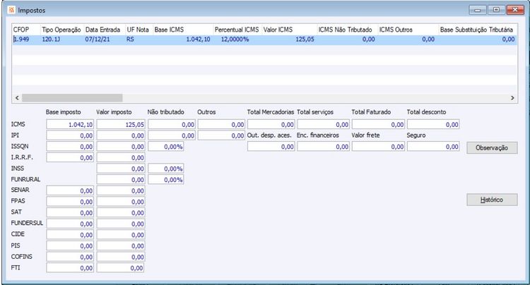 Nota de Crédito ICMS