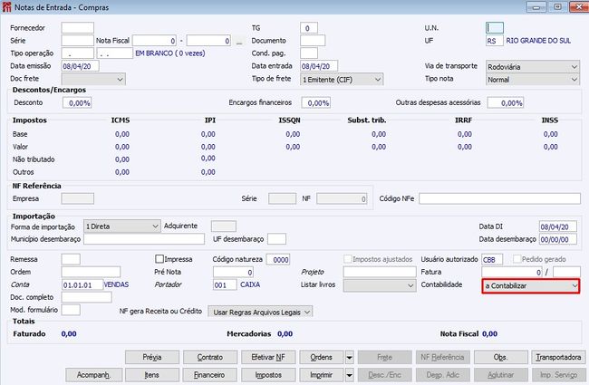 Nota de Entrada - Compras