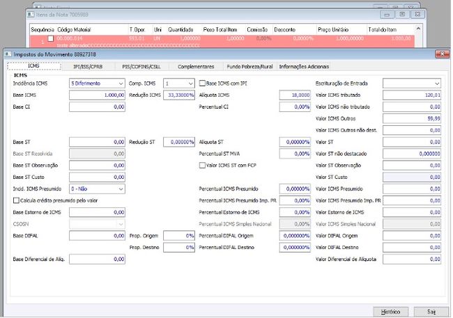 Nota Fiscal com Diferimento Parcial