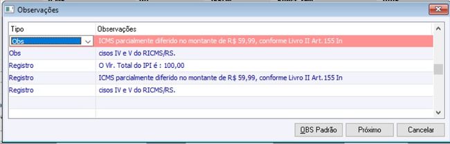 Nota Fiscal com Diferimento Parcial