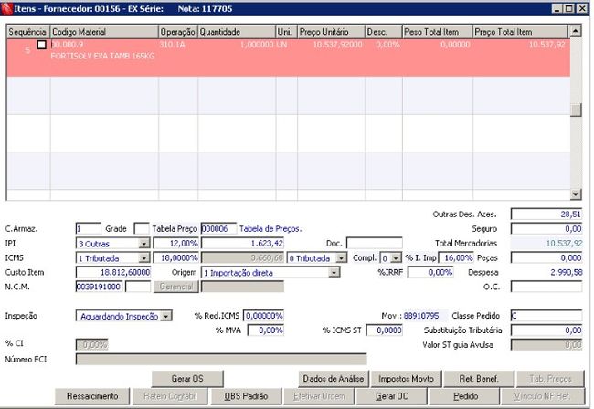 Notas Fiscais de Importação