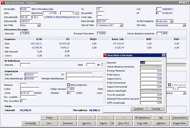 Notas Fiscais de Importação