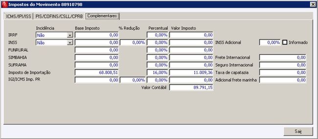 Notas Fiscais de Importação