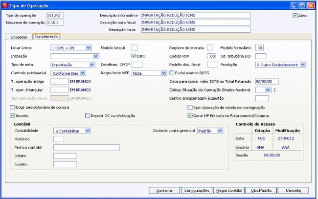 Notas Fiscais de Importação