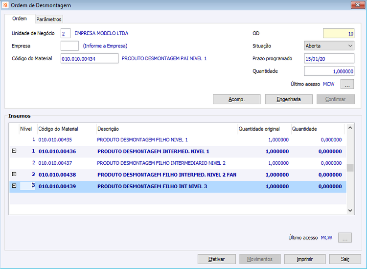 Ordem de desmontagem