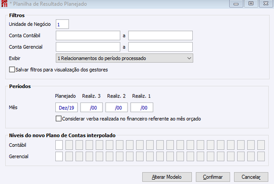 Planilha de Resultado Planejado