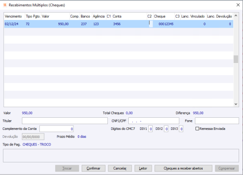 Recebimento Multiplos