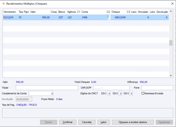 Recebimento Multiplos