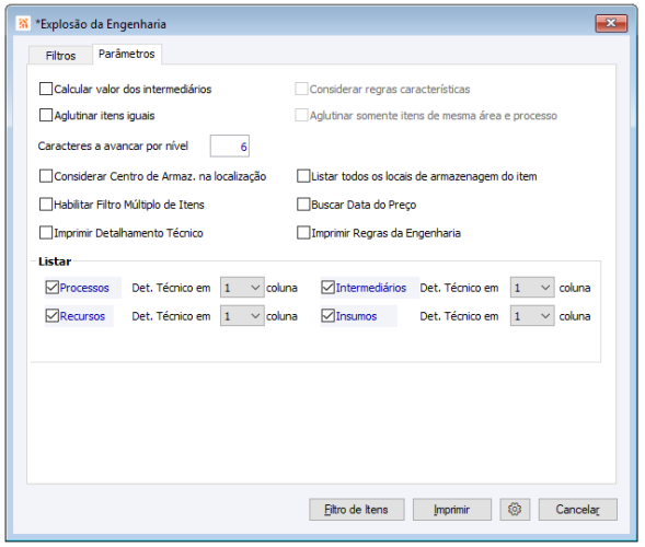 Parâmetros Explosão da Engenharia