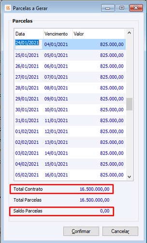 Baixa de Contratos por Cargas com Painel de Adiantamentos