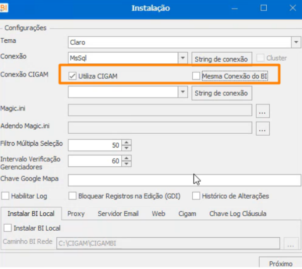 passo a passo instalação BI CIGAM17