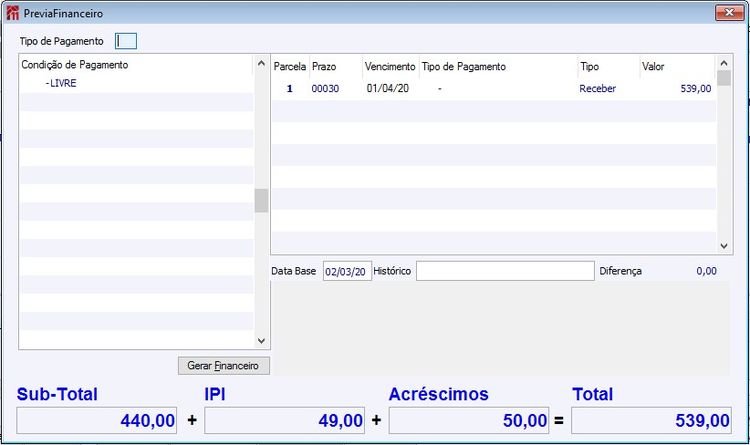 Pedido ASP Botão Entrega