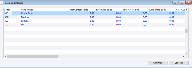 Pesquisa de Regiões