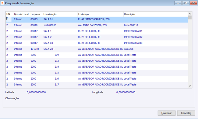 Pesquisa de Localização
