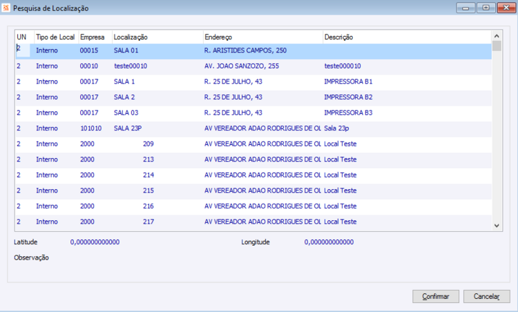 Pesquisa de Localização