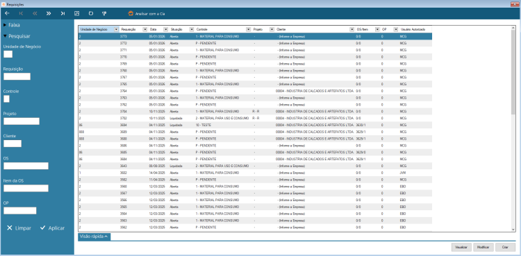 Pesquisa Dinâmica Requisição
