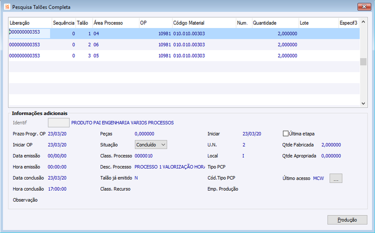 Pesquisa Talões Completa