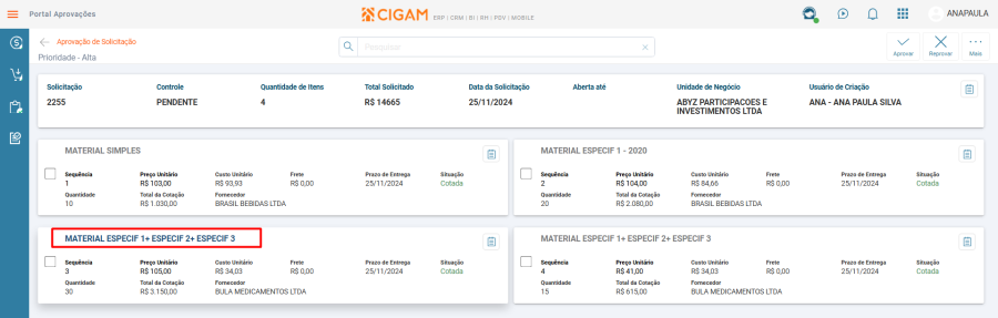 Solicitação Cotação