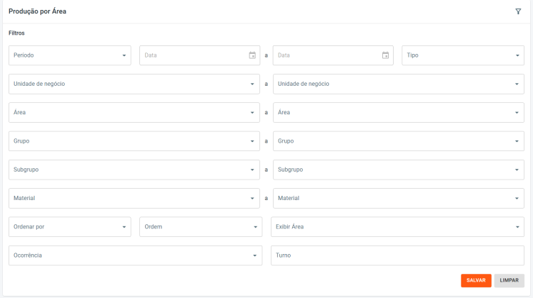Portal Indústria Filtros Gráfico por Área
