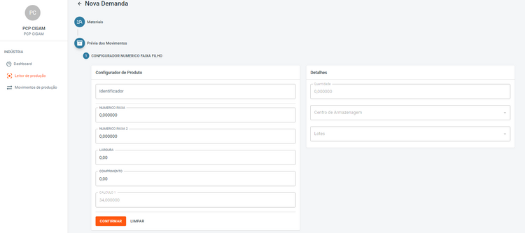 Portal Indústria Inserir Demandas Configurador
