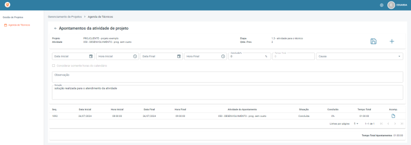 Arquivo:Portal Projetos Tela Apontamentos Atividade Projeto Apos Salvar.png