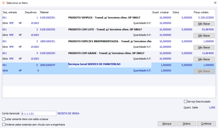 Tela de Apropriação