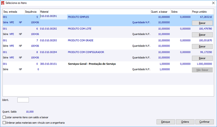 Tela de Apropriação Sem OP