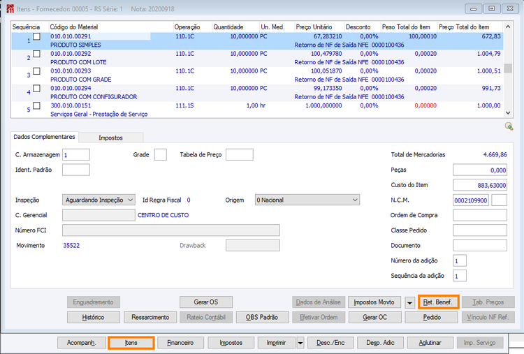 Nota de Entrada Sem OP