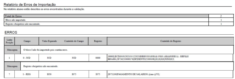 Erro de importação no PVA da ECD : O Bloco I não foi importado pois ...