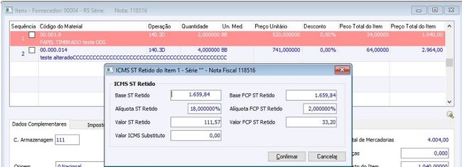 Recalcula Impostos - ICMS/ST Retido e FCP/ST Retido