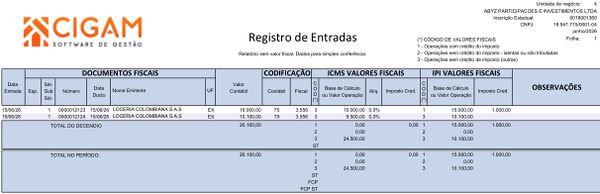 Registro de Entradas