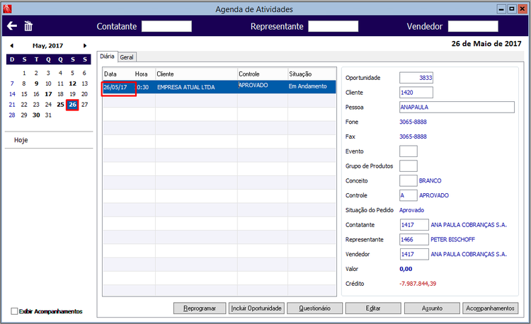 Reprogramação de Oportunidade 13