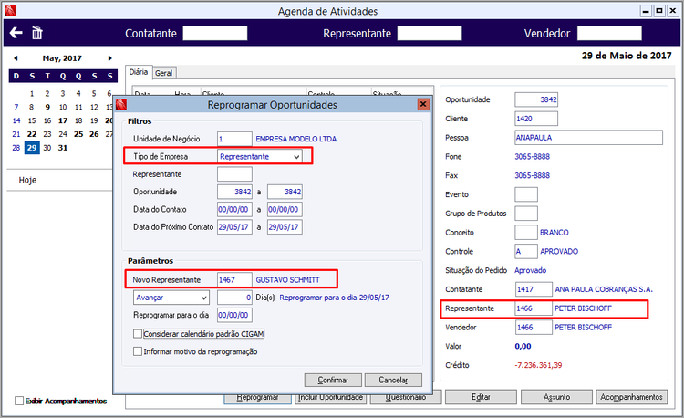Reprogramação de Oportunidade 85