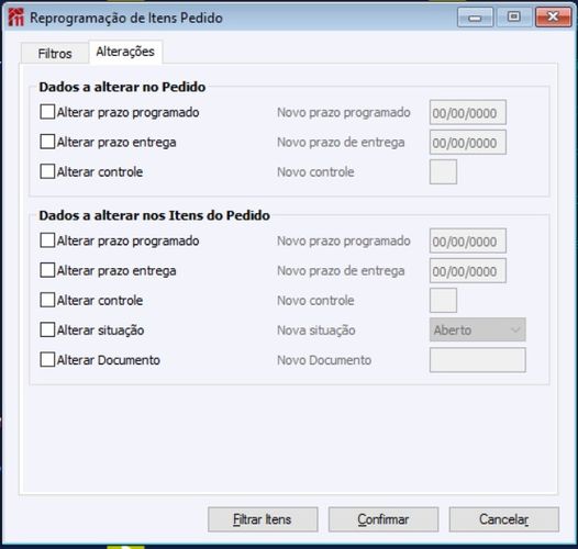 Reprogramar Itens de Pedido Guia Alterações
