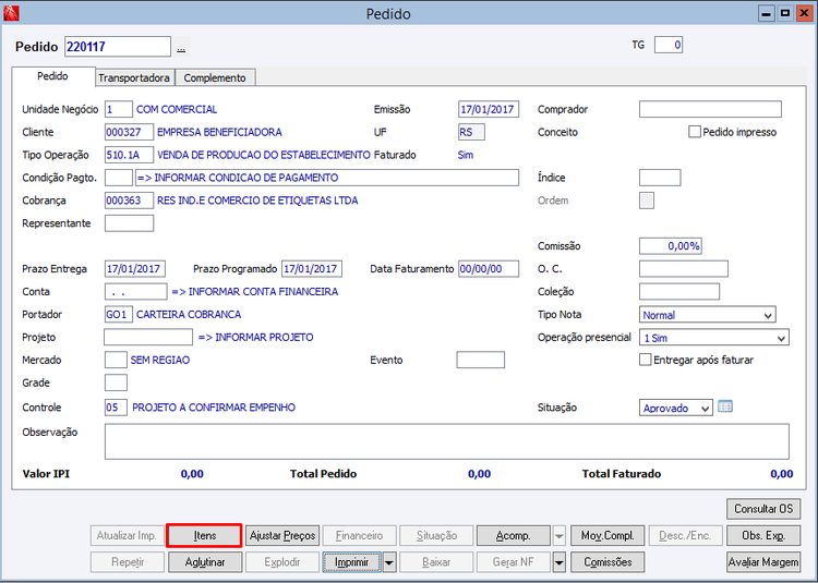 Reserva Futura Integrada entre Unidades de Negócio 63