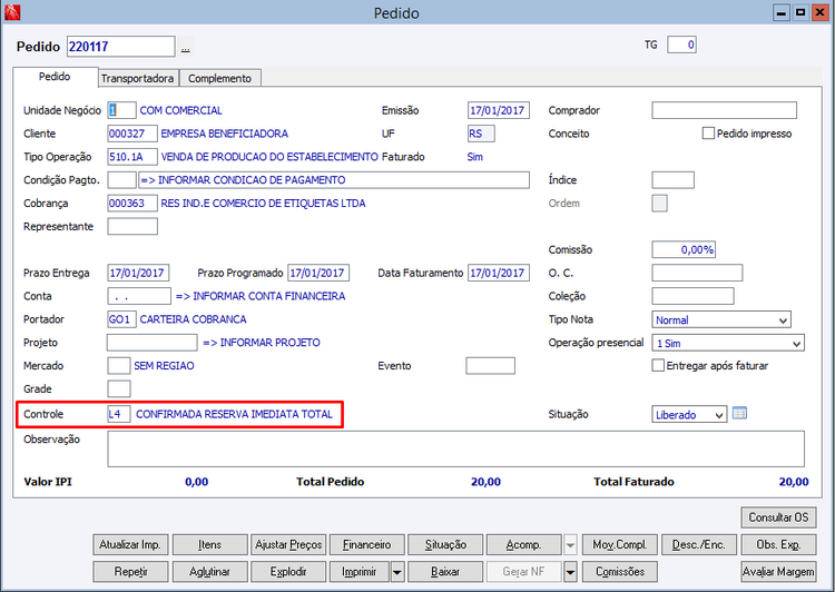 Reserva Futura Integrada entre Unidades de Negócio 66
