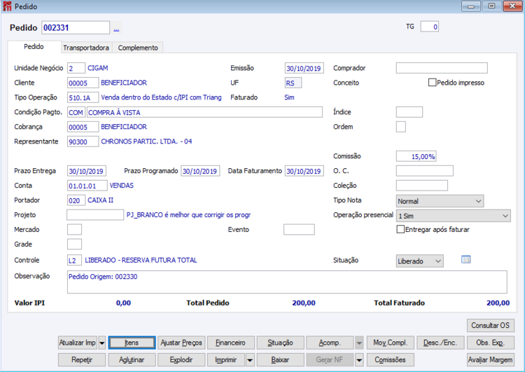 Reserva Futura Integrada entre Unidades de Negócio 82