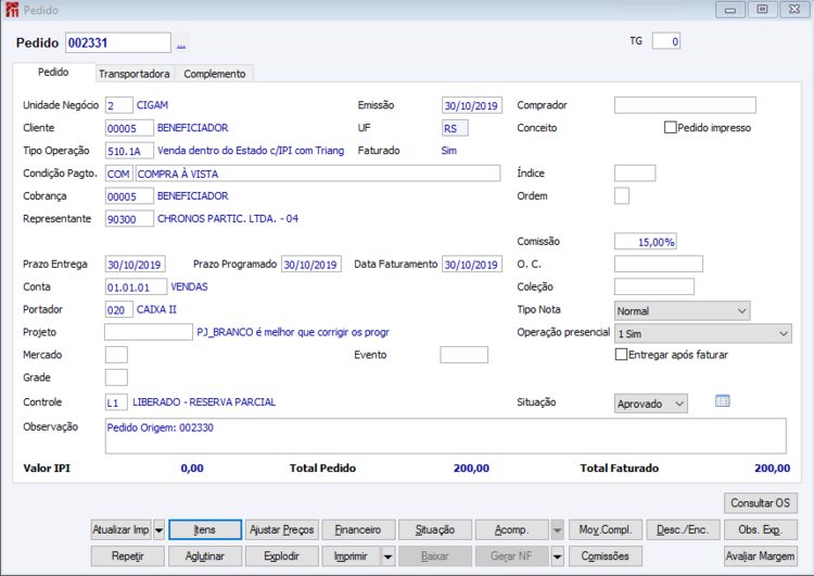 Reserva Futura Integrada entre Unidades de Negócio 87