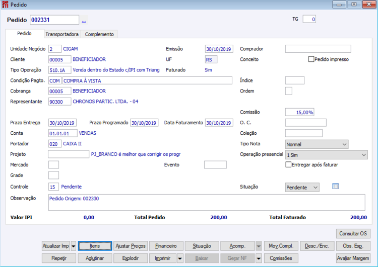 Reserva Futura Integrada entre Unidades de Negócio 91