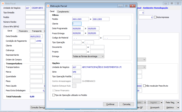 Retorno Beneficiamento Automático 20