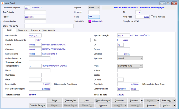 Retorno Beneficiamento Automático 24
