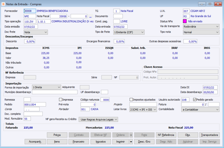 Retorno Beneficiamento Automático 9