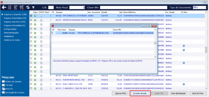 Consultando Situação