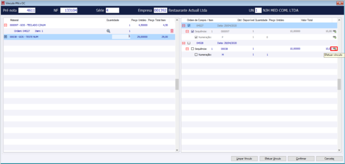 Vinculando PN a OC através do ícone