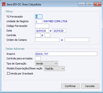 Gerar EDI OC Área Calçadista