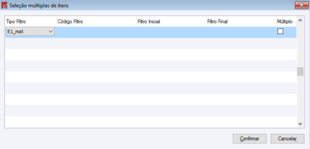 Seleção Múltipla de itens